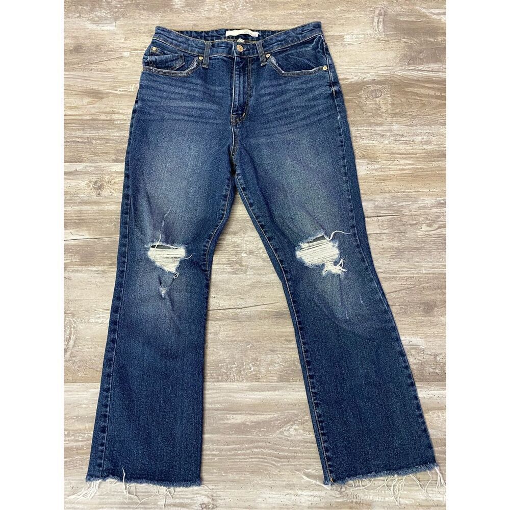 Ella Moss High Waist Distressed Crop Flare Jeans Sz 28